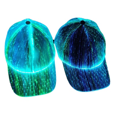 Luces que brillan intensamente recargables luminosas de los sombreros de béisbol de la fibra óptica LED USB 7