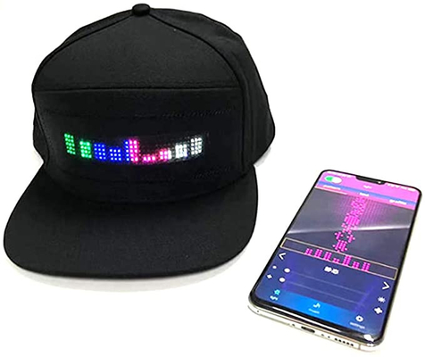 Casquillo programable del negro del mensaje de la muestra del sombrero animado de Bluetooth LED