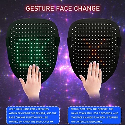 mascarilla de 5V 1A LED con la luz de detección del gesto para arriba que brilla intensamente en la oscuridad