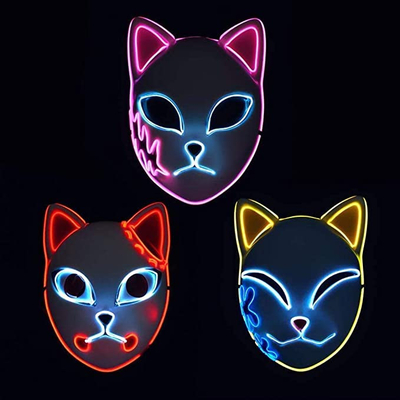 La mascarilla japonesa del animado LED del asesino del demonio de Halloween se enciende para arriba para Cosplay