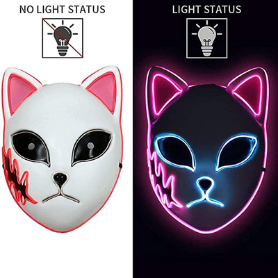 La mascarilla japonesa del animado LED del asesino del demonio de Halloween se enciende para arriba para Cosplay