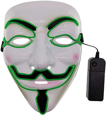 El destellar luminoso de la mascarilla de Halloween LED del pirata informático para el traje de Cosplay