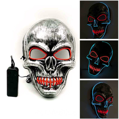 Del cráneo de la luz mascarilla asustadiza de Halloween LED para arriba ajustable para los adultos