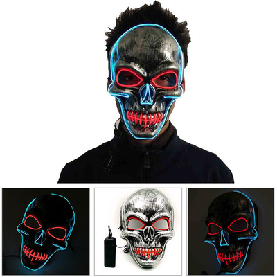 Del cráneo de la luz mascarilla asustadiza de Halloween LED para arriba ajustable para los adultos