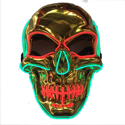 Mascarilla completa ligera del esqueleto asustadizo de Halloween para arriba que brilla intensamente en el oro oscuro de los adultos