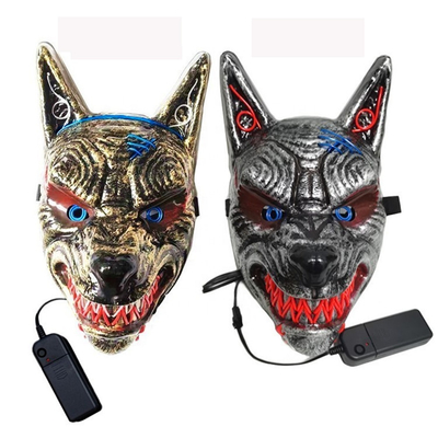 Mascarilla de Wolf Animal Scary Halloween LED para las mujeres de los hombres que brillan intensamente en la oscuridad