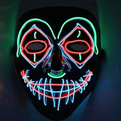 Luminoso asustadizo de la mascarilla de Halloween LED del multicolor en la oscuridad