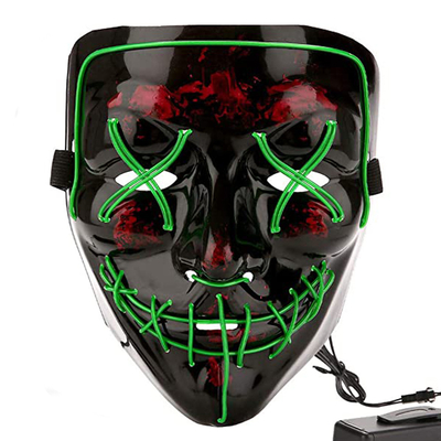 La cara llena luminosa de la mascarilla del LED Halloween LED se enciende para arriba para los adultos