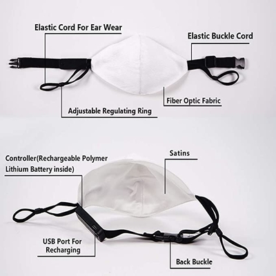 El LED se enciende encima de color de la mascarilla 7 enciende brillar intensamente recargable del USB en la oscuridad