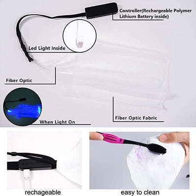 El LED se enciende encima de color de la mascarilla 7 enciende brillar intensamente recargable del USB en la oscuridad