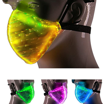 El LED se enciende encima de color de la mascarilla 7 enciende brillar intensamente recargable del USB en la oscuridad