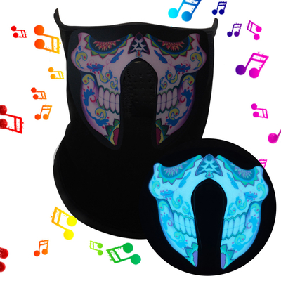Enciéndase encima de pañuelo sano de la música de la mascarilla de la voz LED del control del LED