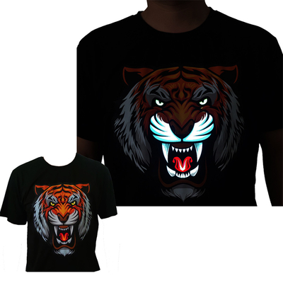 El LED enciende para arriba la camiseta con Tiger Patter 3 modos que destellan luminosos para el club nocturno de DJ del partido