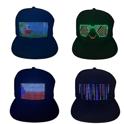Sombrero negro de Bluetooth LED con control móvil programable del App de la exhibición