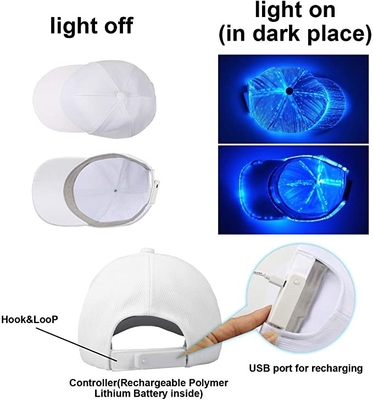 El brillar intensamente luminoso enciende las gorras de béisbol blancas del LED con 7 colores