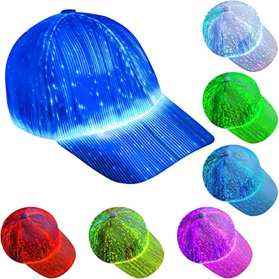 El LED enciende para arriba los casquillos de la fibra óptica de los sombreros de béisbol para las mujeres de los hombres