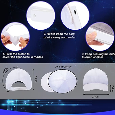 El LED enciende para arriba los casquillos de la fibra óptica de los sombreros de béisbol para las mujeres de los hombres