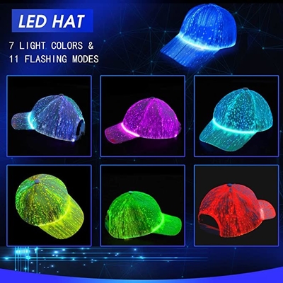 Sombreros luminosos de la gorra de béisbol del LED con carga por USB ligera de 7 colores