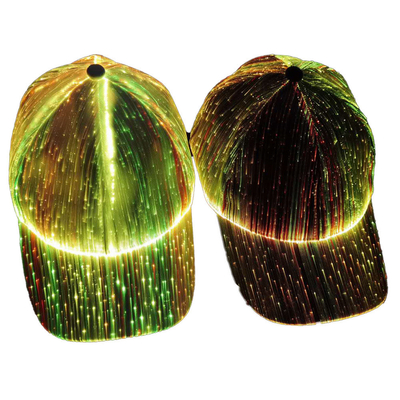 Gorras de béisbol luminosas de la fibra óptica 7 casquillos que brillan intensamente de los colores ajustables