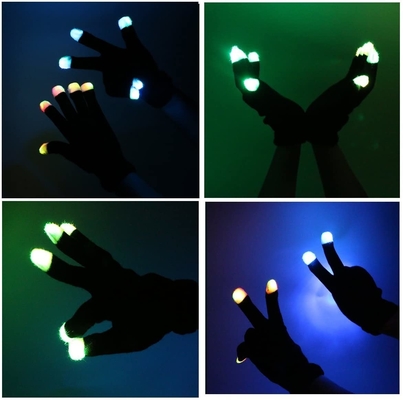 Yema del dedo luminosa de 3 de los colores LED guantes de la luz que destella para el partido del delirio