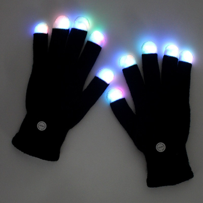 Luz luminosa del partido del delirio del LED encima de los guantes del finger que destellan negros