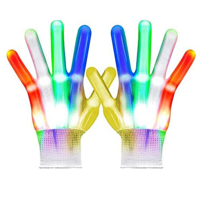 Los guantes blancos de la luz del LED para los adultos 5 de los niños colorean 6 modos ligeros