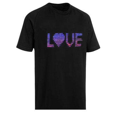 Camiseta del mensaje del control LED del APP con el algodón 100% de la exhibición de Progrmme