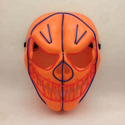 Día de fiesta de neón que brilla intensamente flexible de la mascarilla del alambre del EL de la calabaza de Halloween LED que enciende la máscara