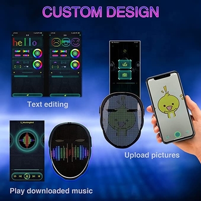 Corrigiendo carga por teletratamiento del texto del modelo de la mascarilla de pantalla LED DIY representa control del APP