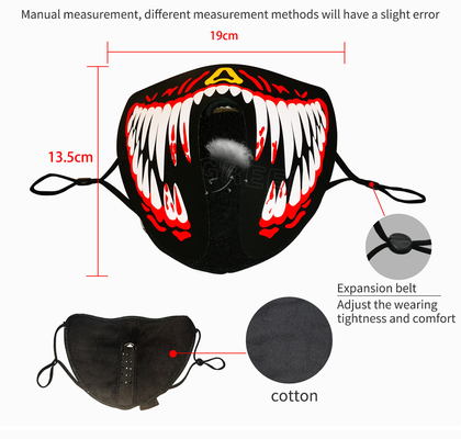 Modos que destellan de la mascarilla de la voz LED del USB 4 recargables para el partido Halloween